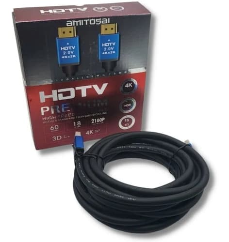 MTS-HDMI4K1500 — cable HDMI 2.0 4K premium 15 m con caja HDTV Premium AMITOSAI (producto solo)