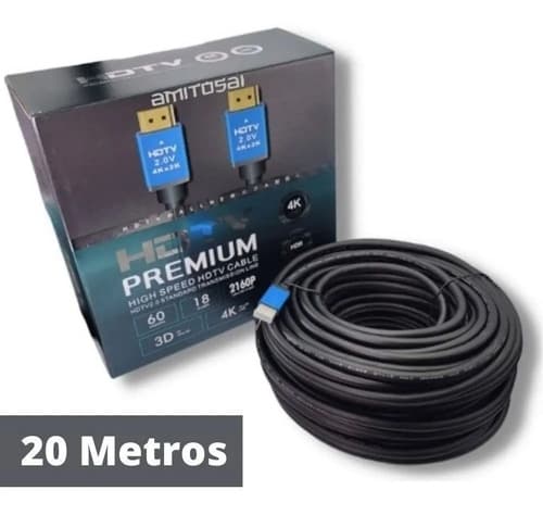 MTS-HDMI4K2000 — cable HDMI 2.0 4K AMITOSAI 20 m enrollado con caja HDTV Premium