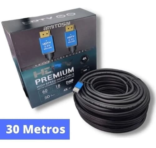 MTS-HDMI4K3000 — cable HDMI 2.0 4K premium 30 m enrollado con caja AMITOSAI