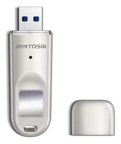 MTS-IRONCLAD128GB — pendrive metálico AMITOSAI con lector de huellas y tapa (producto solo)