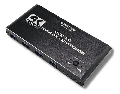 MTS-KVM4K2MAX — switch KVM HDMI 4K USB 3.0 2×1 en aluminio (producto solo)
