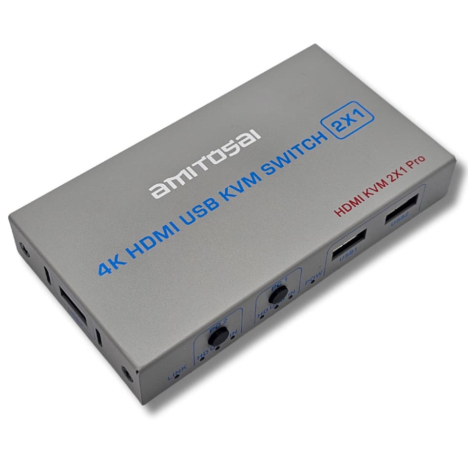 MTS-KVM4K2P — switch KVM HDMI 2×1 AMITOSAI plateado (producto solo)