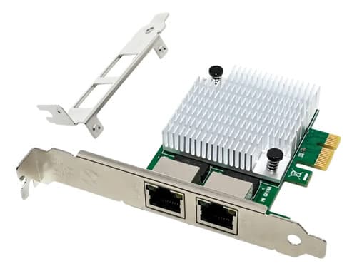 MTS-PCIEDUALGIGA — placa PCIe dual LAN Gigabit AMITOSAI con bracket low profile (producto solo)