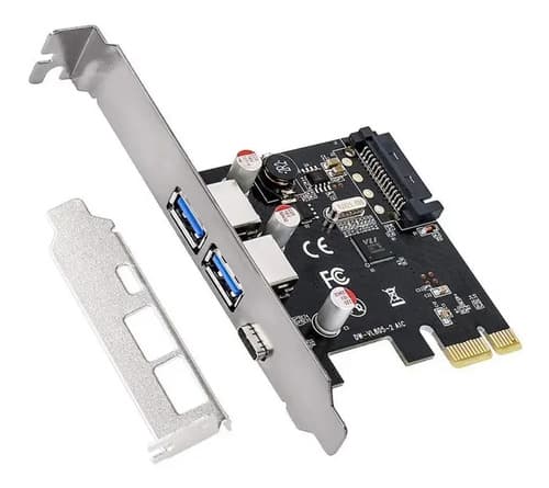 MTS-PCIEUSBC — placa PCIe 2× USB 3.0 + 1× USB-C (producto solo)