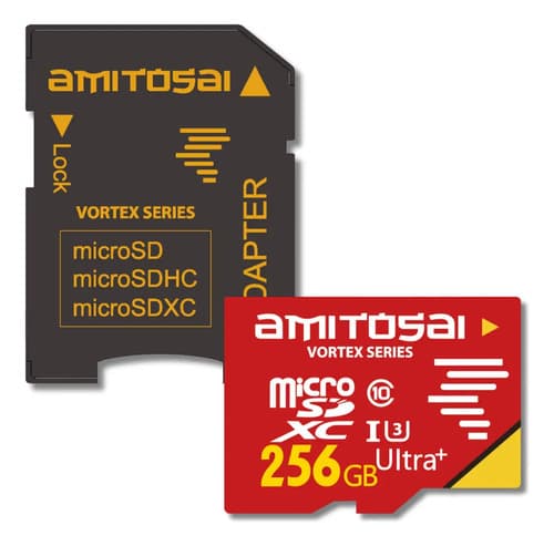 MTS-ROCKET256GB — microSD XC 256GB Ultra+ U3 y adaptador SD AMITOSAI (producto solo)