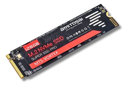 MTS-VORTEX128GB — SSD M.2 NVMe 128GB negro con franja roja (producto solo)