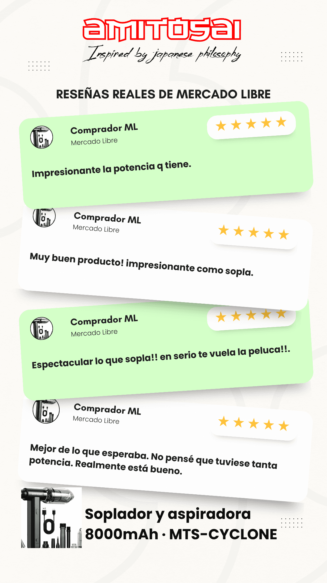 Opiniones de clientes sobre Soplador y aspiradora 7 en 1 AMITOSAI MTS-CYCLONE