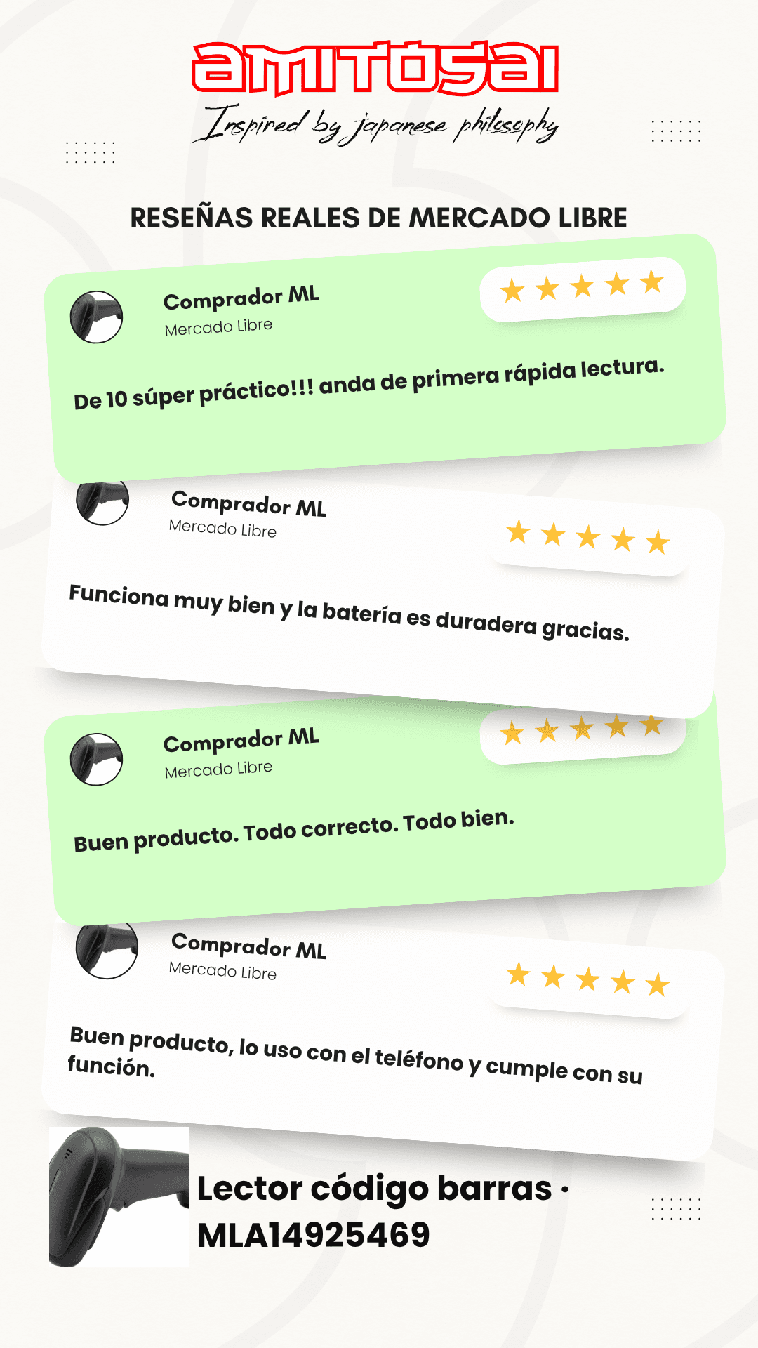 Opiniones de clientes sobre Lector de códigos 1D Bluetooth con base AMITOSAI MTS-FREEDOM
