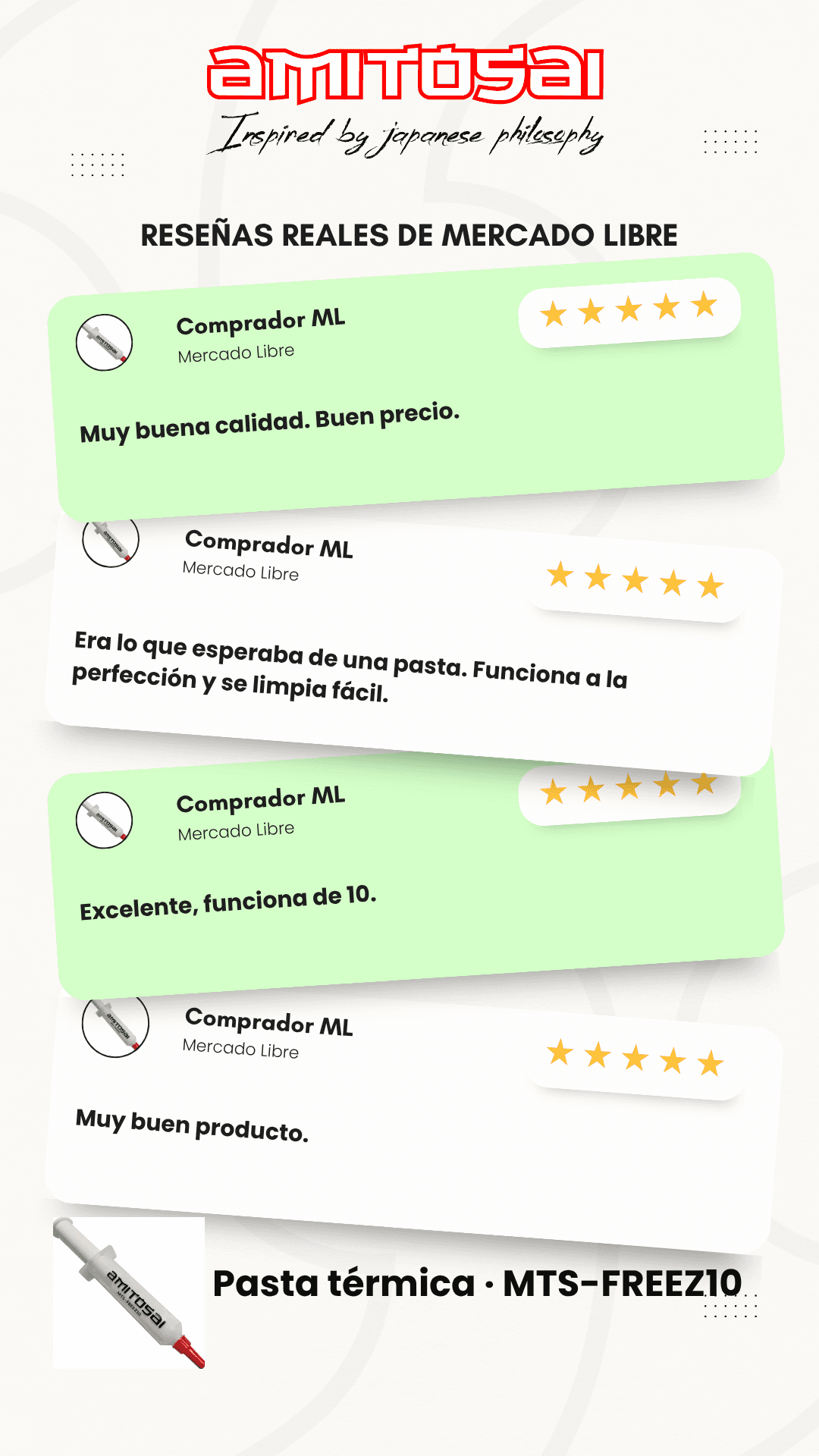 Opiniones de clientes sobre Pasta térmica jeringa 10cc AMITOSAI MTS-FREEZ10