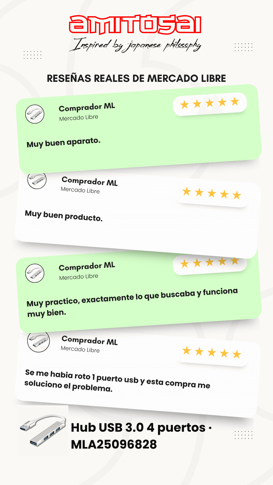 Opiniones de clientes sobre Hub USB 2.0 4 puertos AMITOSAI MTS-HUB24