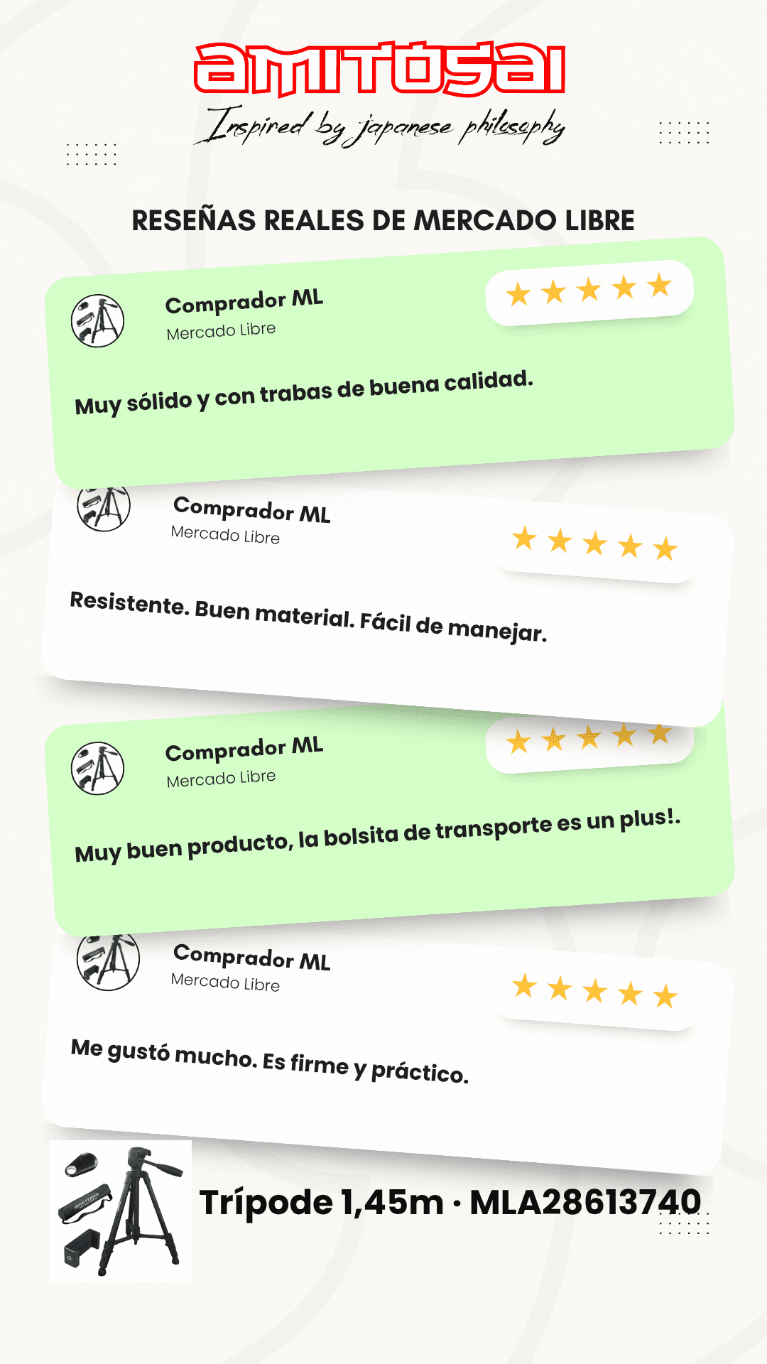 Opiniones de clientes sobre Trípode liviano 145 cm AMITOSAI MTS-LIGHTPOD145