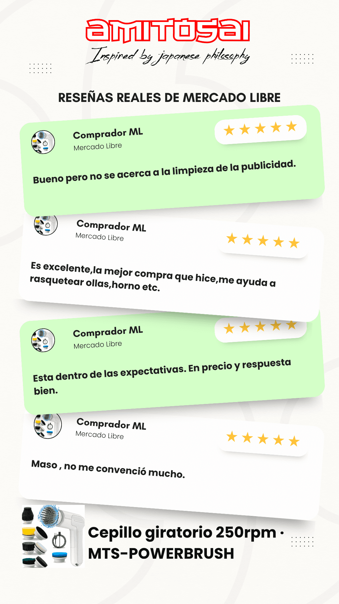 Opiniones de clientes sobre Cepillo rotatorio electrónico 7 en 1 AMITOSAI MTS-POWERBRUSH